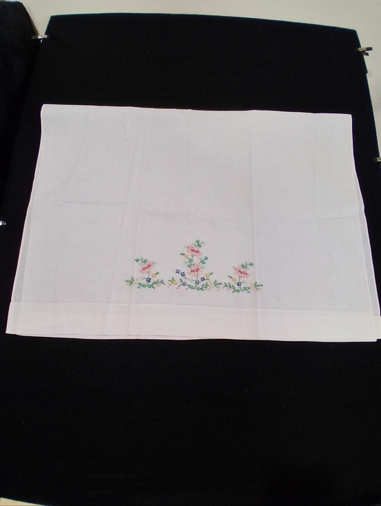 Other - Embroidered White Floral Towel Tablecloth- Pastel Flowers Cottagecore Grannycore